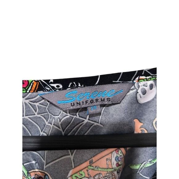 Serene Uniforms Halloween Skull Spooky Candy Bowl Scrub Top Size 2XL Festive - Picture 4 of 10